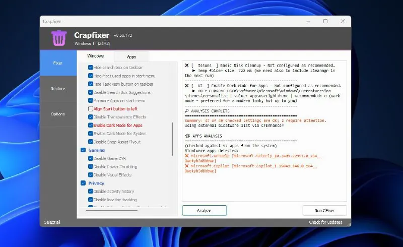 CrapFixer-Windows系统优化工具